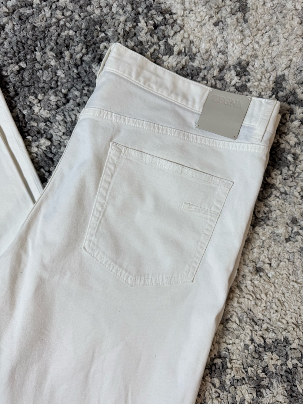 Zegna, Mens Slim Fit Flat Front Chino Trousers Pants in White, US Size: 38 - Picture 3 of 8